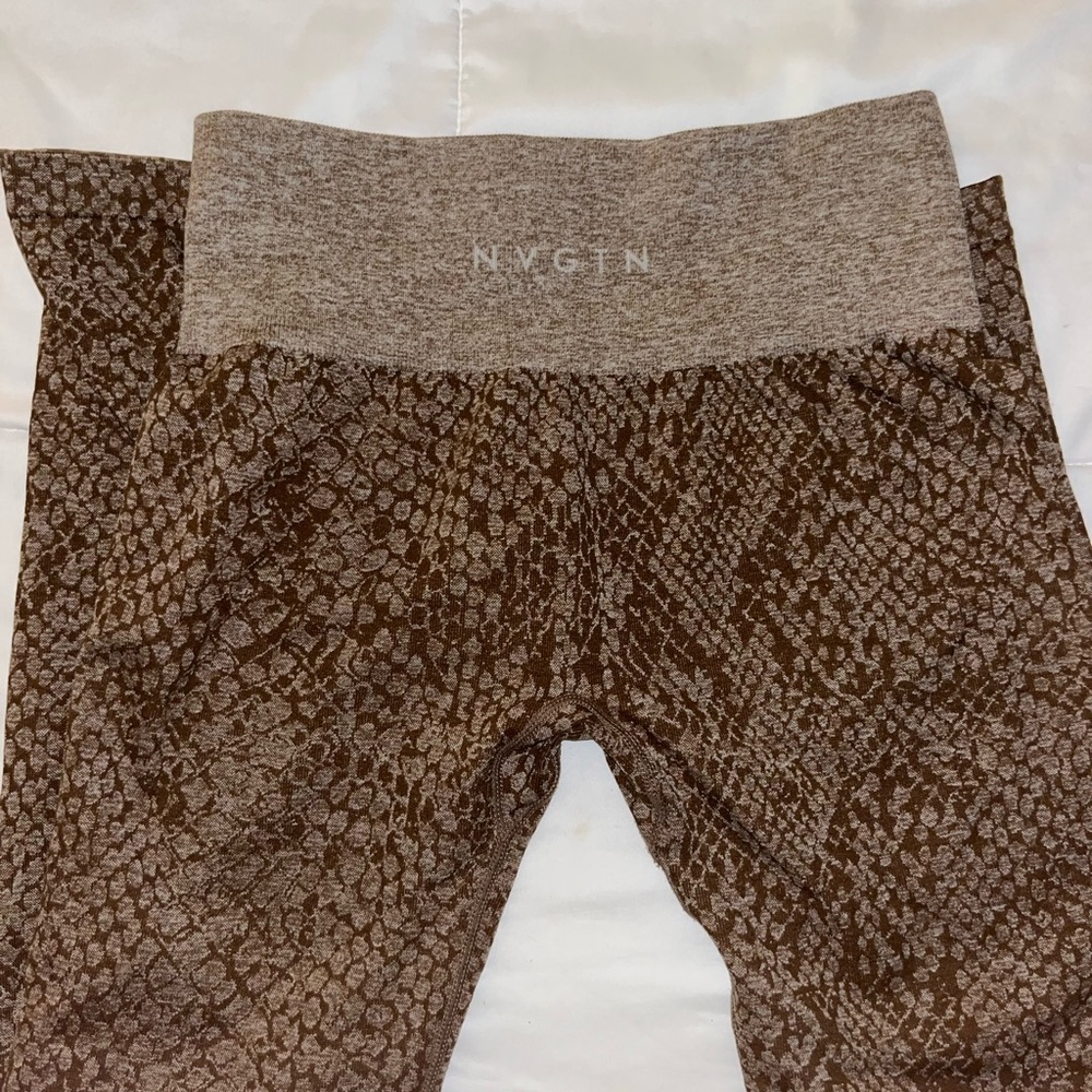 NVGTN Snakeskin brown leggings